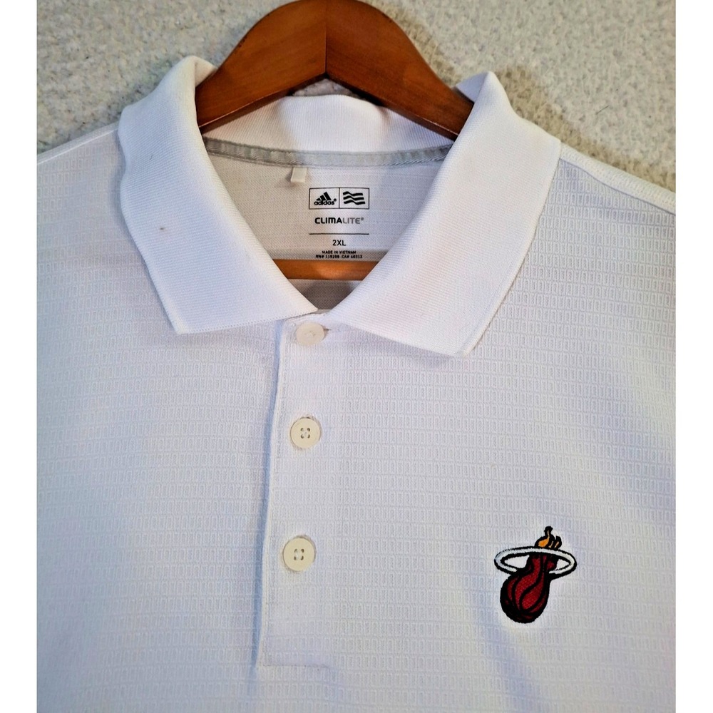 Nike Miami Heat‎ NBA White Polo Shirt Men's 2XL White Performance Stretch